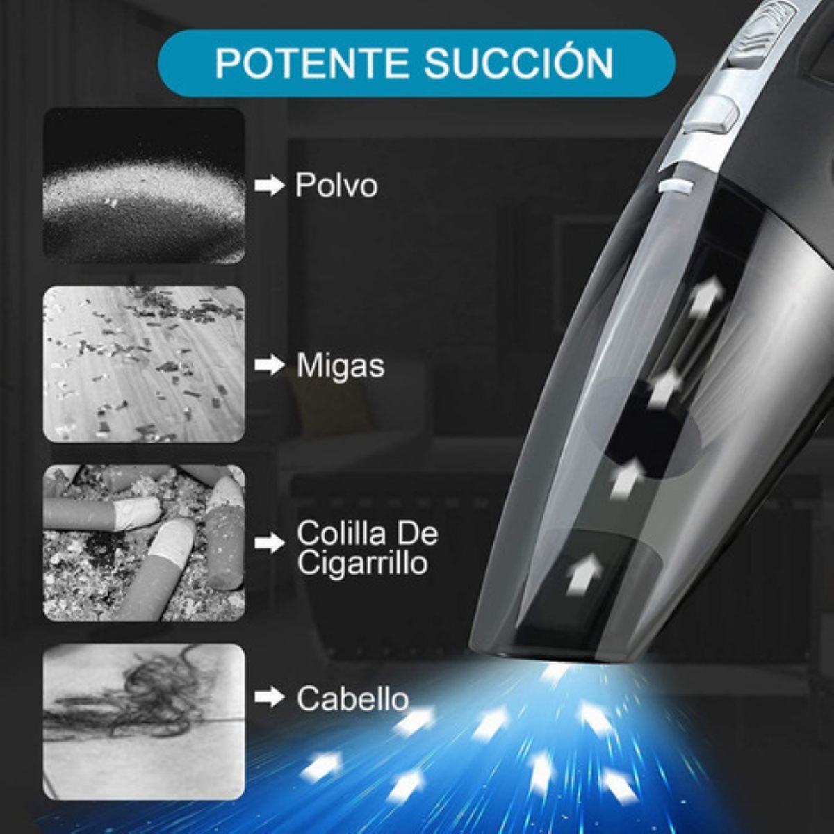 Aspiradora De Mano Portatil Para Automovil Y Hogar 9000 Pa