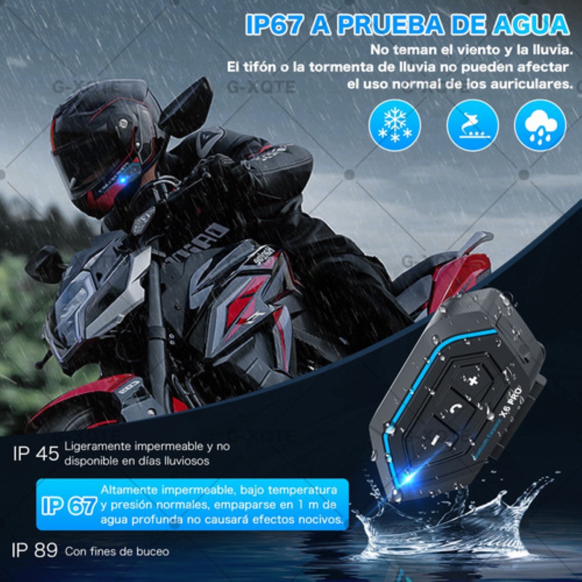 Audífonos Para Casco De Motos X6 Pro Bluetooth Impermeables