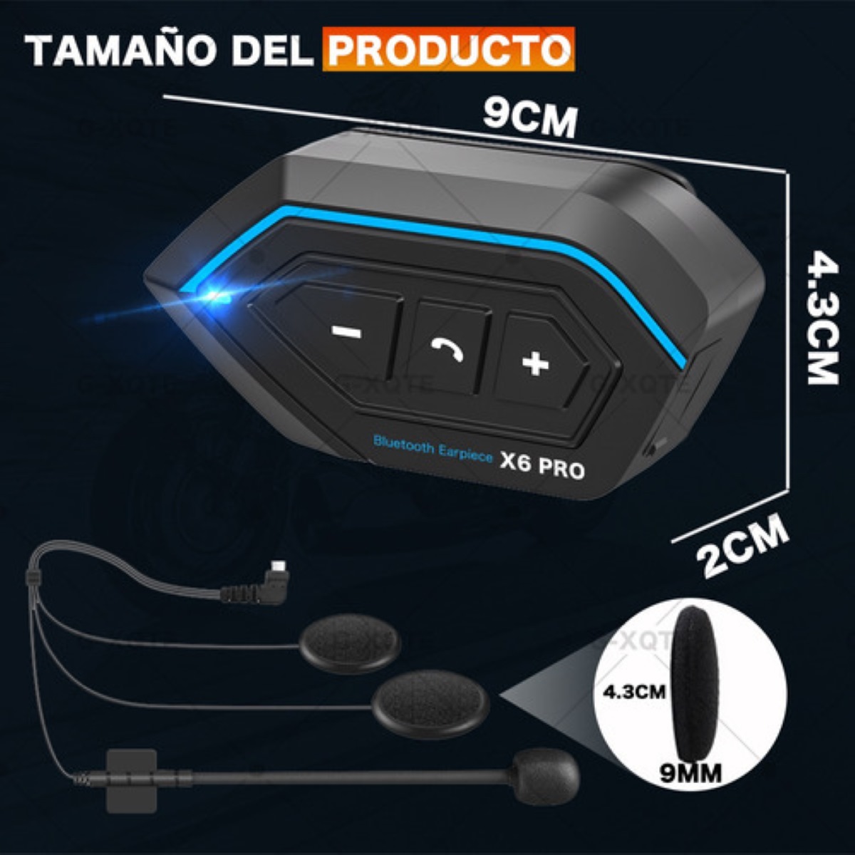 Audífonos Para Casco De Motos X6 Pro Bluetooth Impermeables