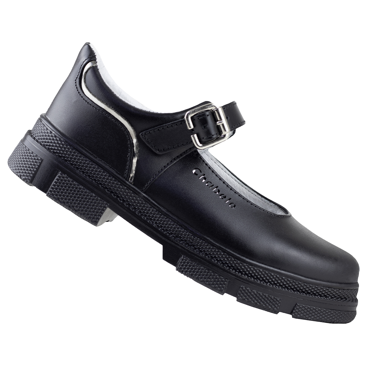 ZAPATO ESCOLAR DE NIÑA CHABELO CON SUELA ALTA C-149-a NEGRO.