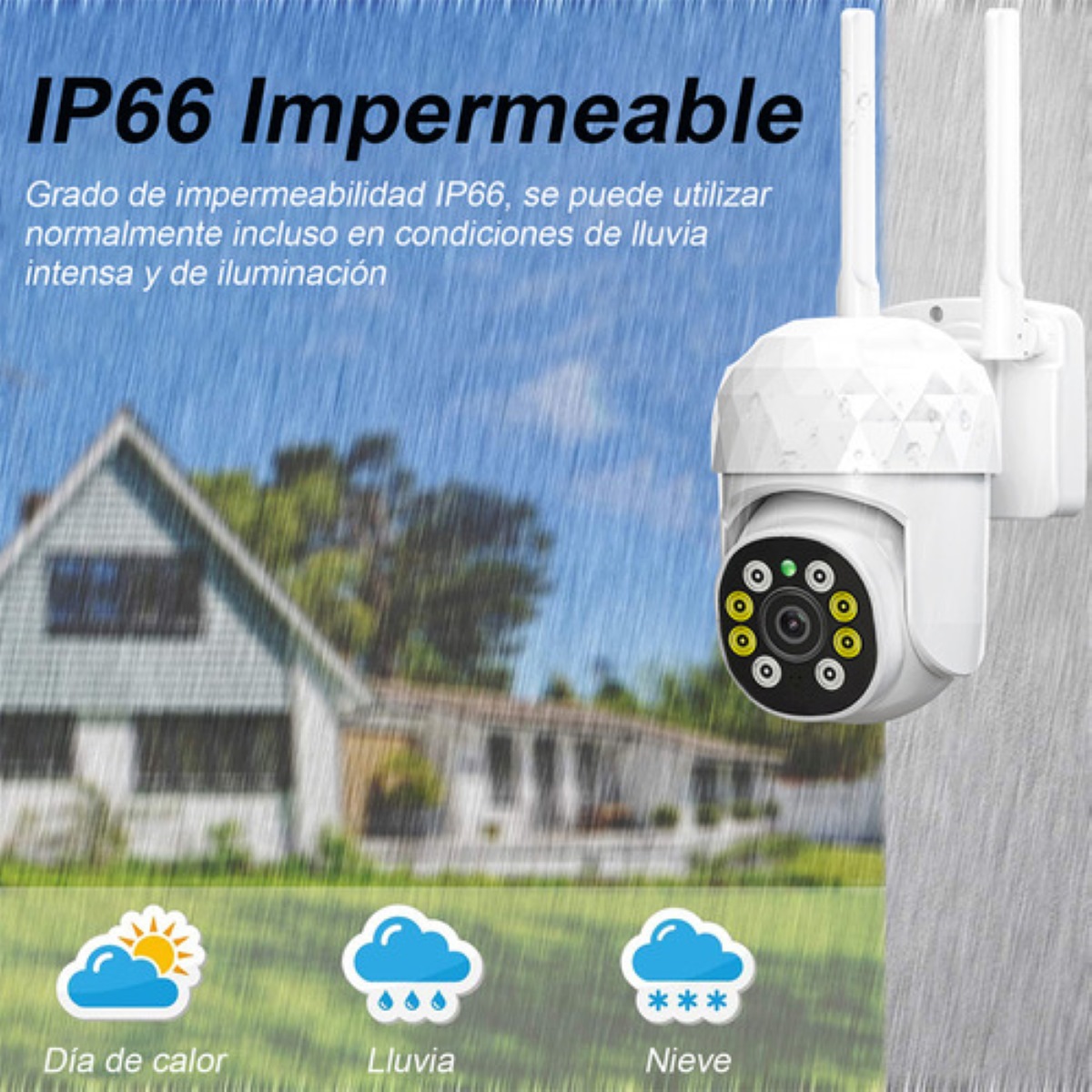 Cámara de seguridad Lumoku Cámara de seguridad WiFi inalámbrica con resolución de 2MP visión nocturna incluida blanca