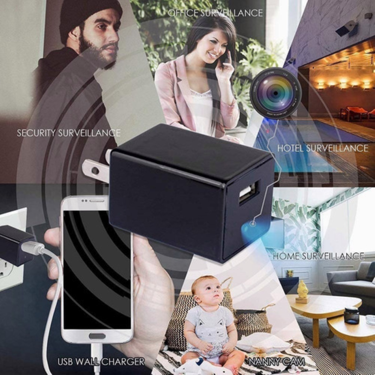 Mini Cámara Espía Camuflaje Espía 1080p Cargador Oculto 128g