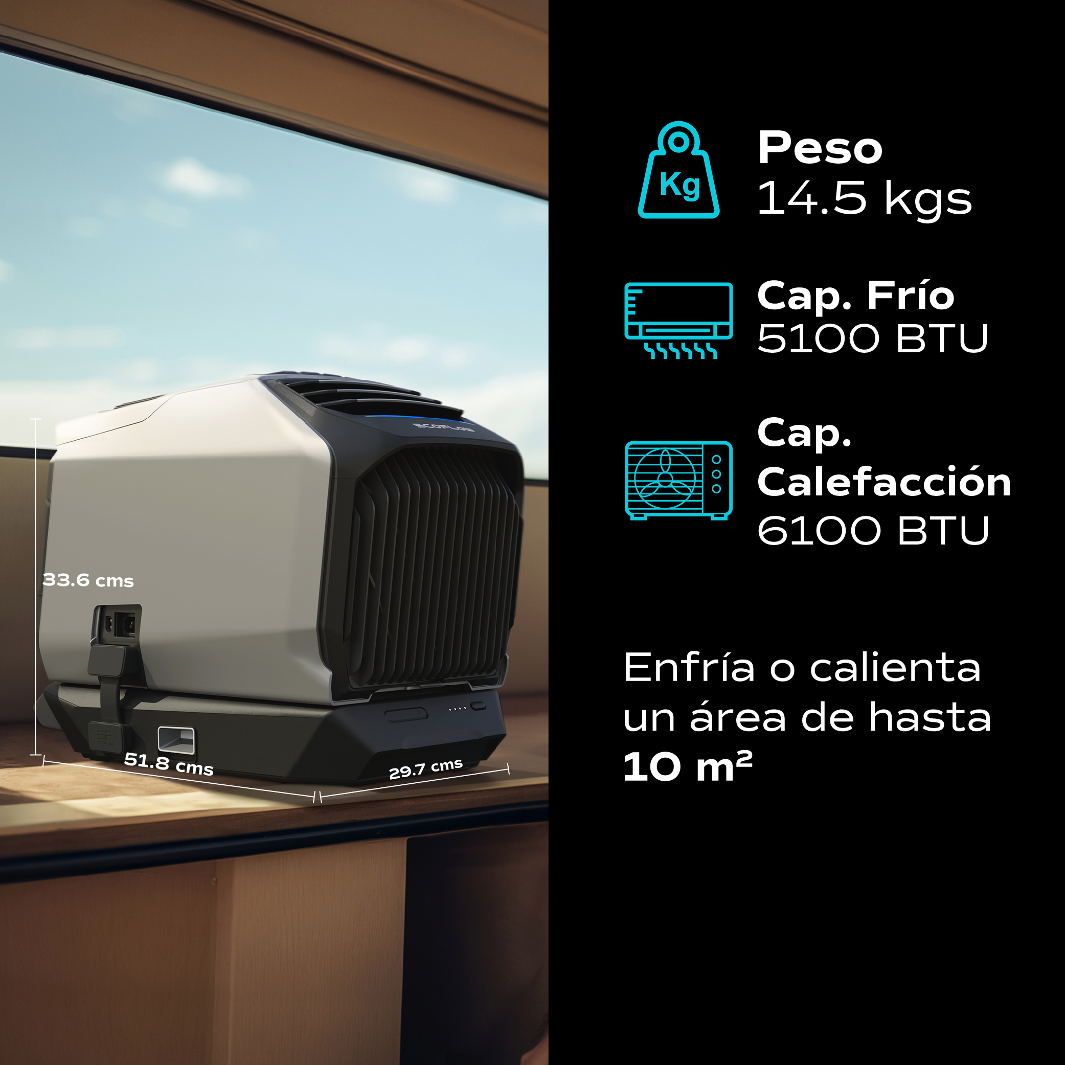 Aire acondicionado portátil con batería Wave 2 Ecoflow.