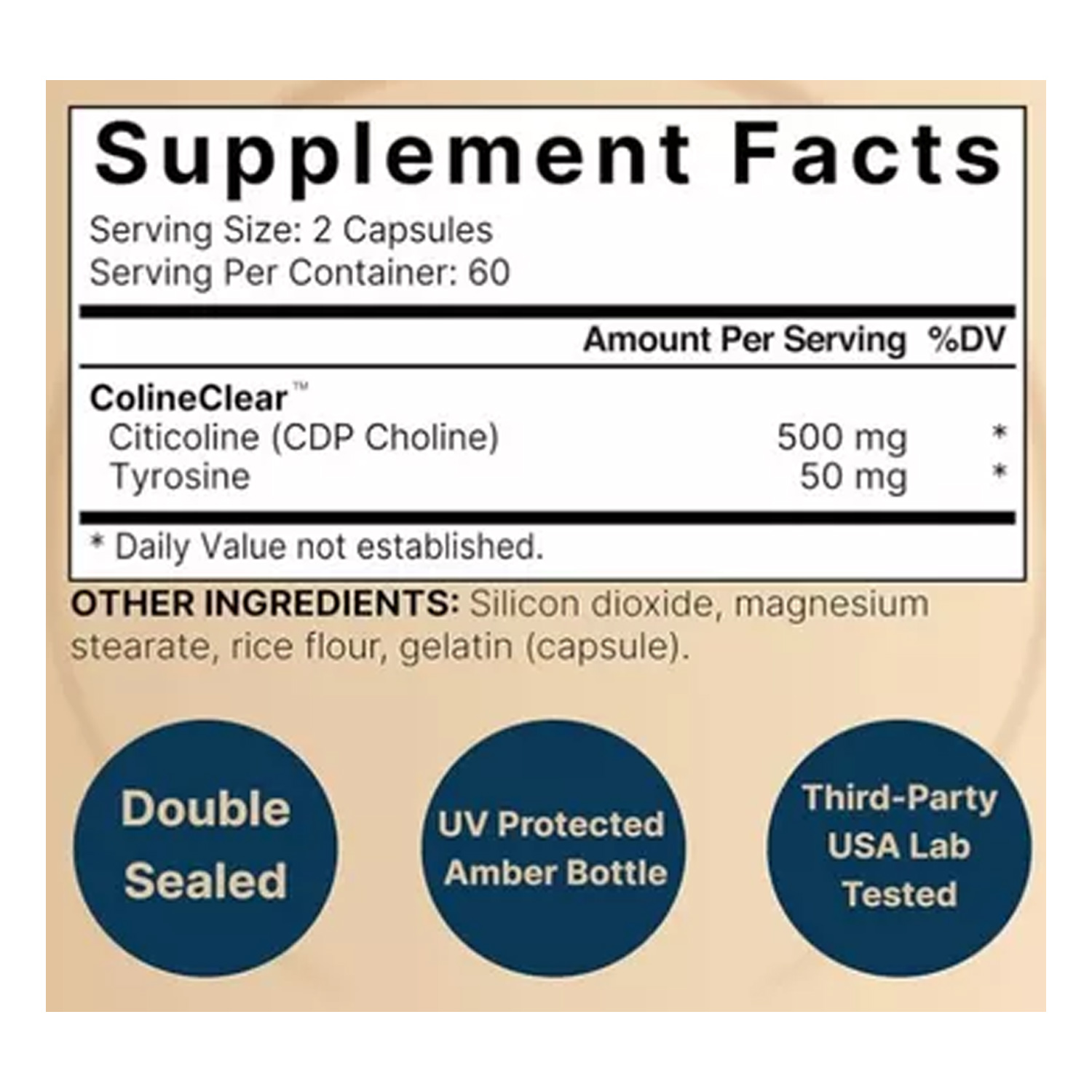 Citicolina Cdp Colina 500mg Naturebell 120 Capsulas + Tyrosine 