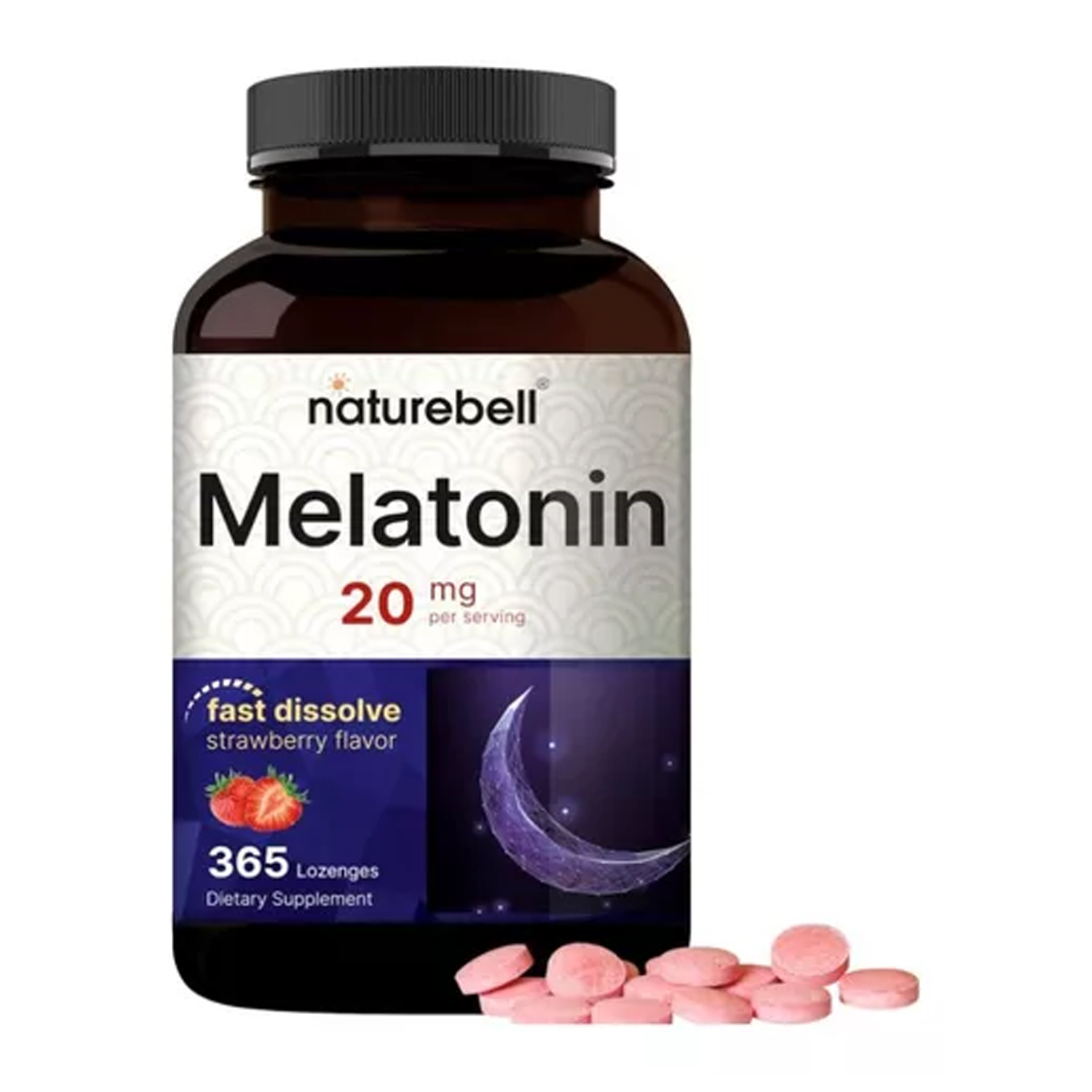 Melatonina 20mg Naturebell 365 Tabletas Fast Dissolve Sabor Fresa
