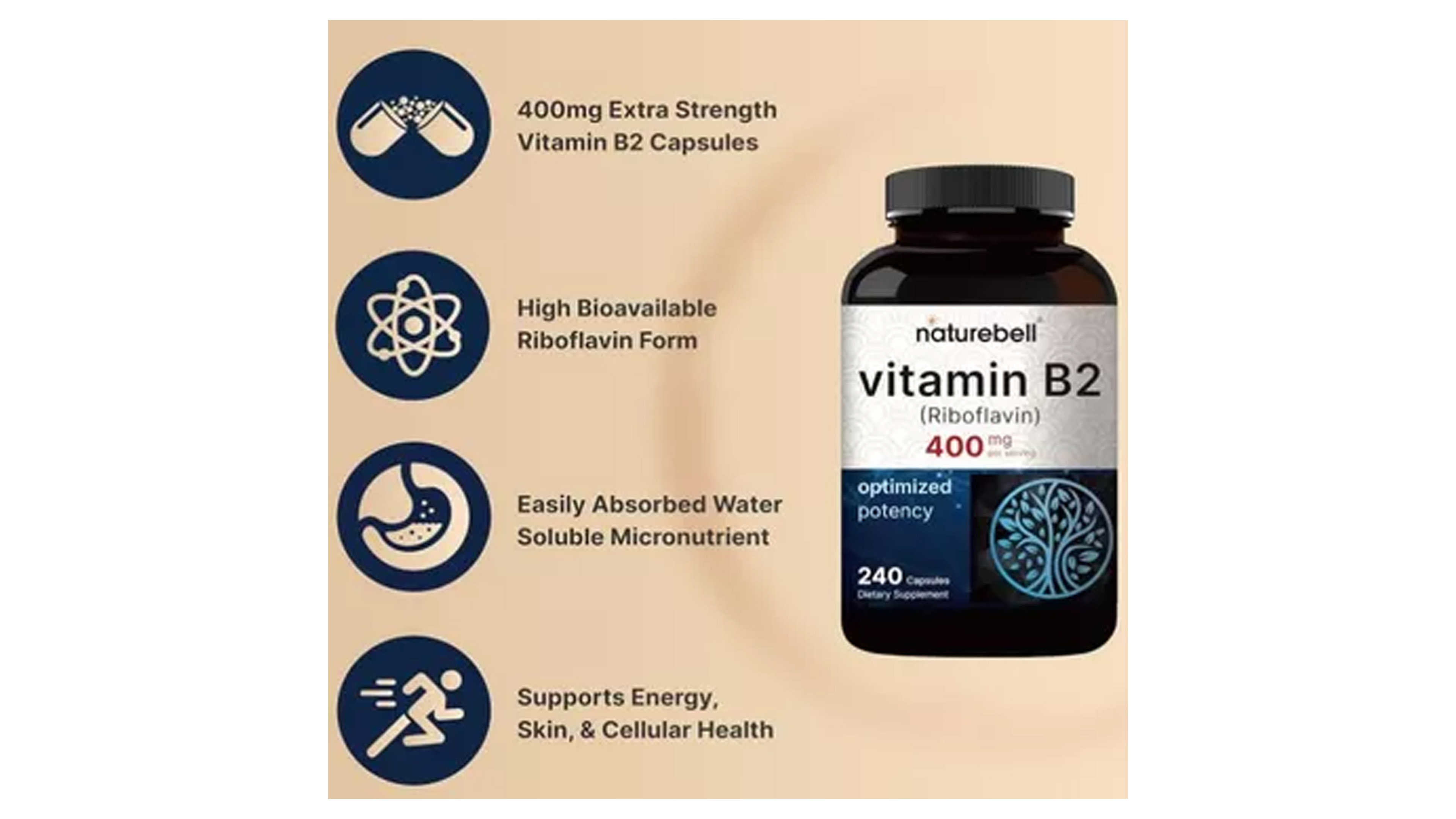Vitamina B2 400mg Naturebell 240 Capsulas