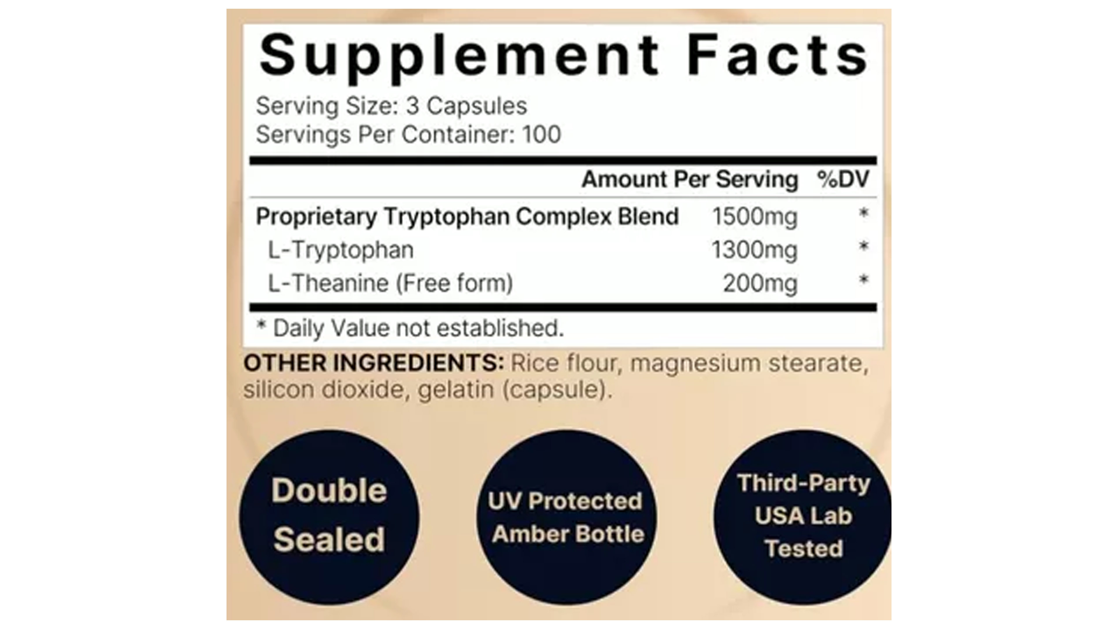 L-triptófano 1300mg Naturebell + L-theanine 200mg Con 300 Capsulas