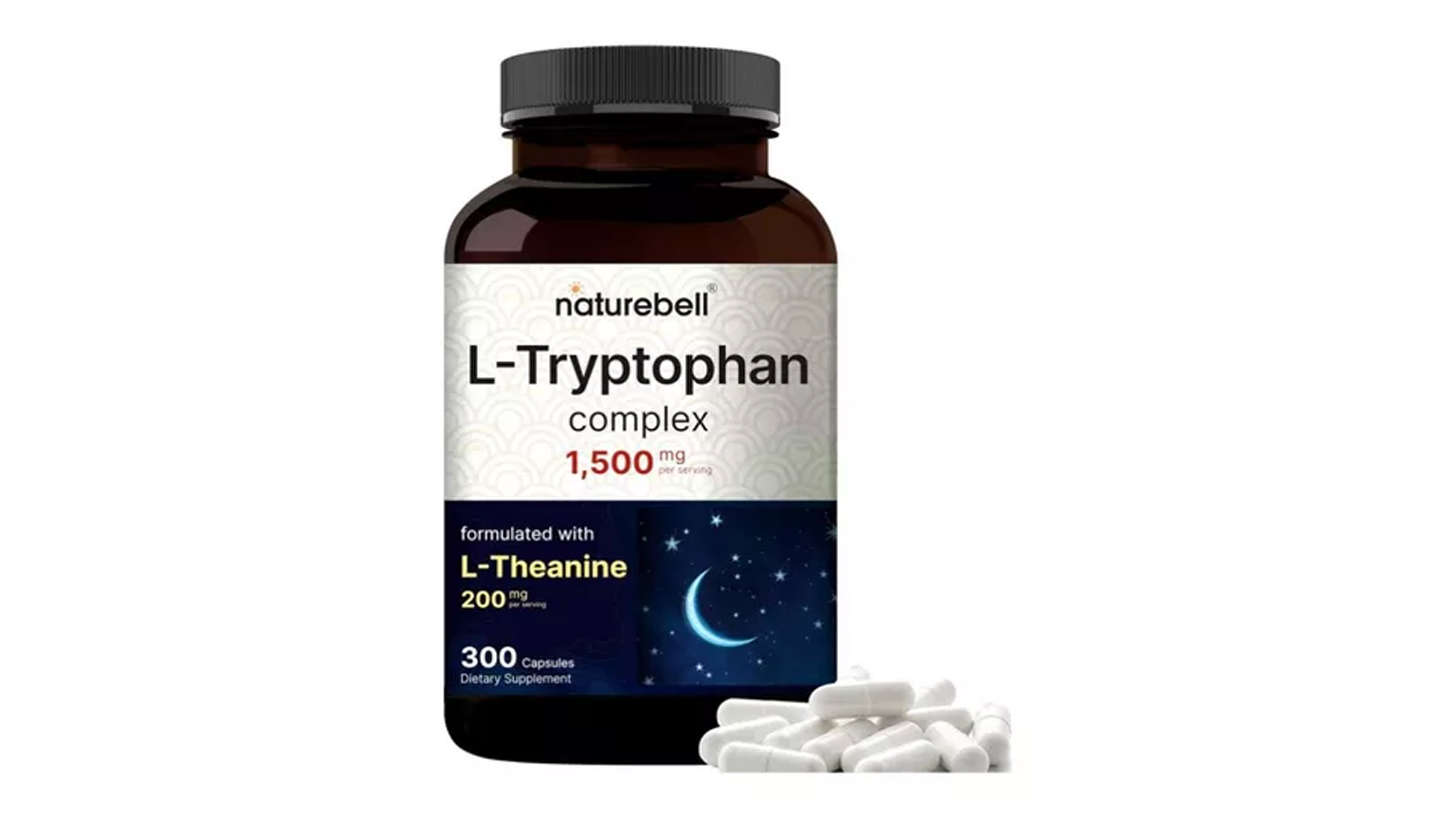 L-triptófano 1300mg Naturebell + L-theanine 200mg Con 300 Capsulas