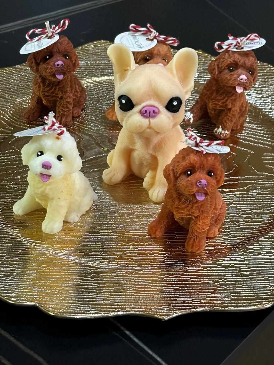set de 6 velas aromáticas en forma de perro 