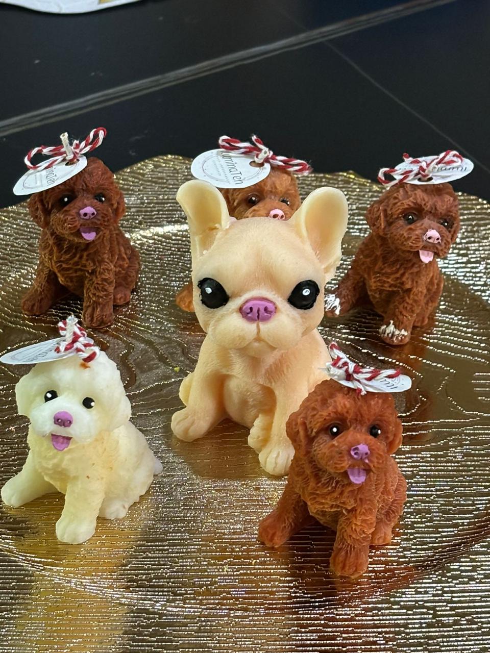 set de 6 velas aromáticas en forma de perro 