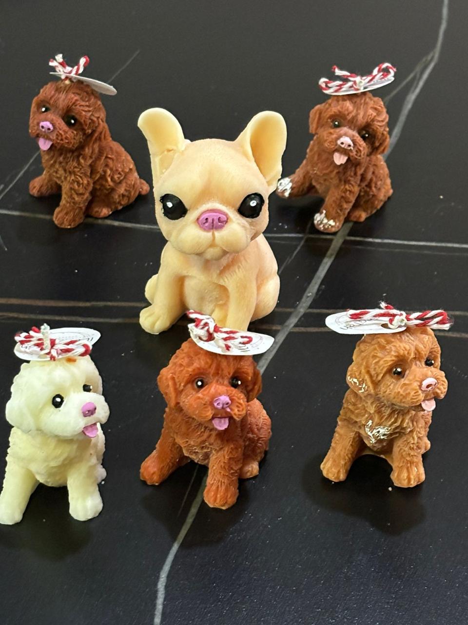 set de 6 velas aromáticas en forma de perro 