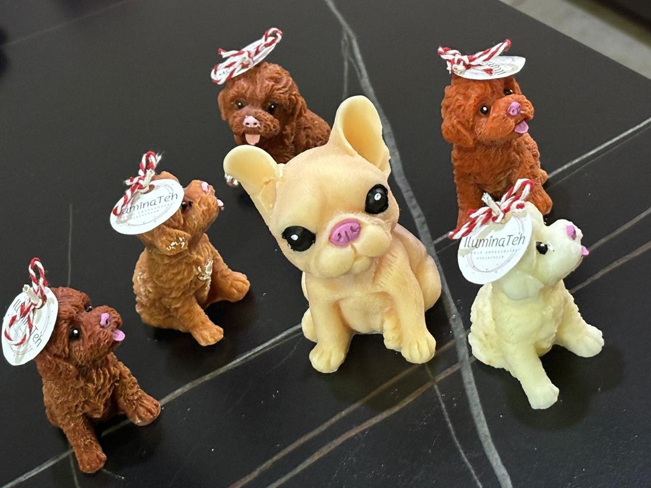 set de 6 velas aromáticas en forma de perro 