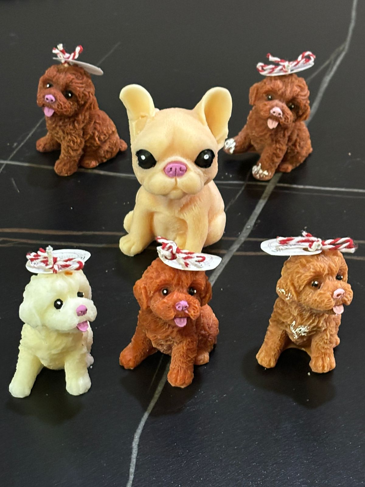 set de 6 velas aromáticas en forma de perro 