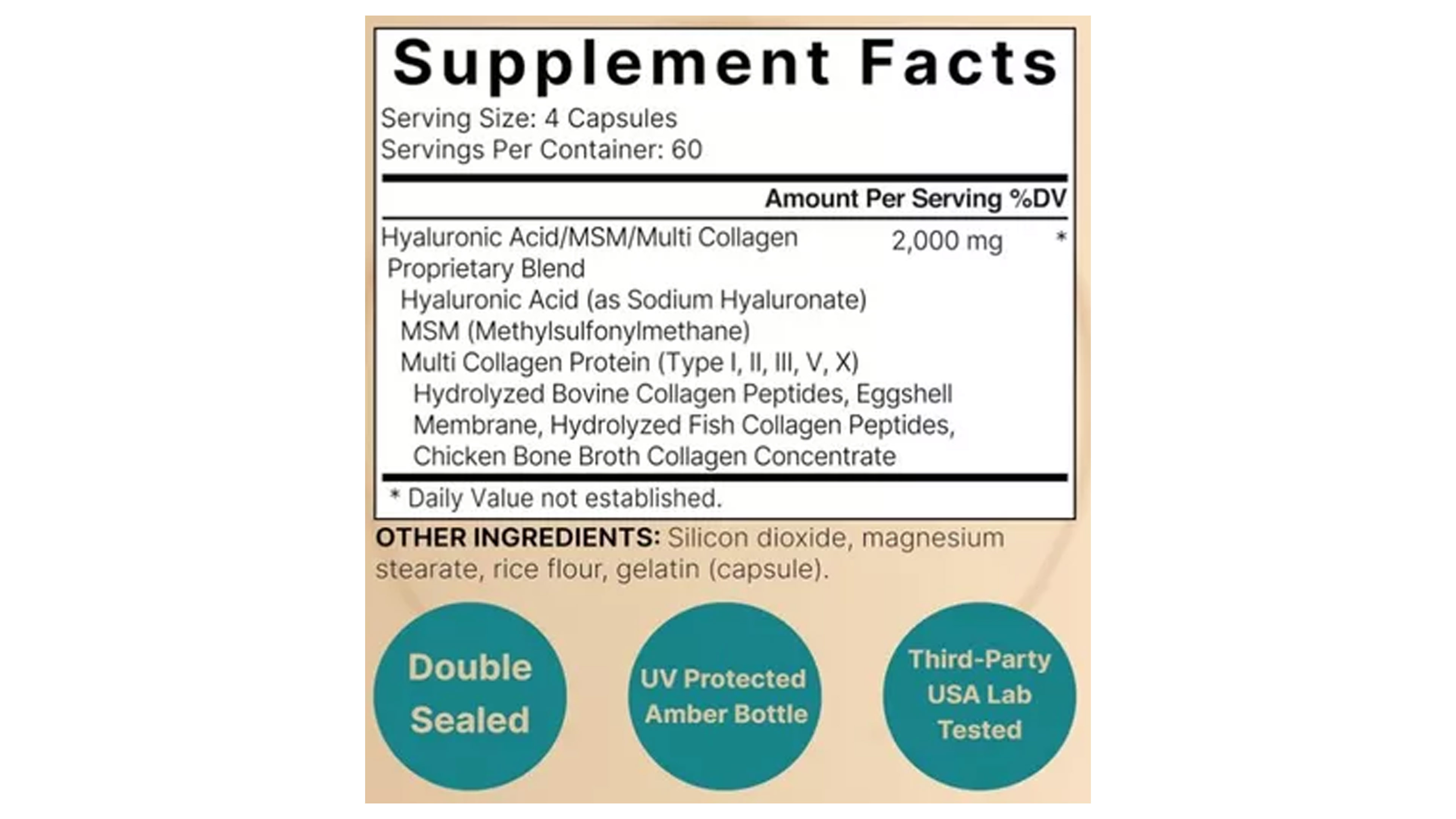 Ácido Hialuronico + Colágeno + Msm 2000mg Naturebell 240 Capsulas