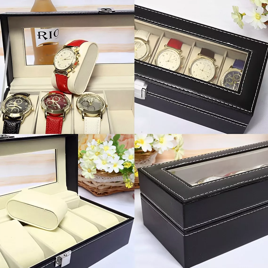 Organizador De Relojes Y Joyas 6 Espacios Caja Para Relojes