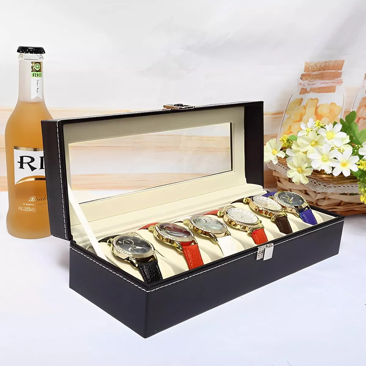 Organizador De Relojes Y Joyas 6 Espacios Caja Para Relojes