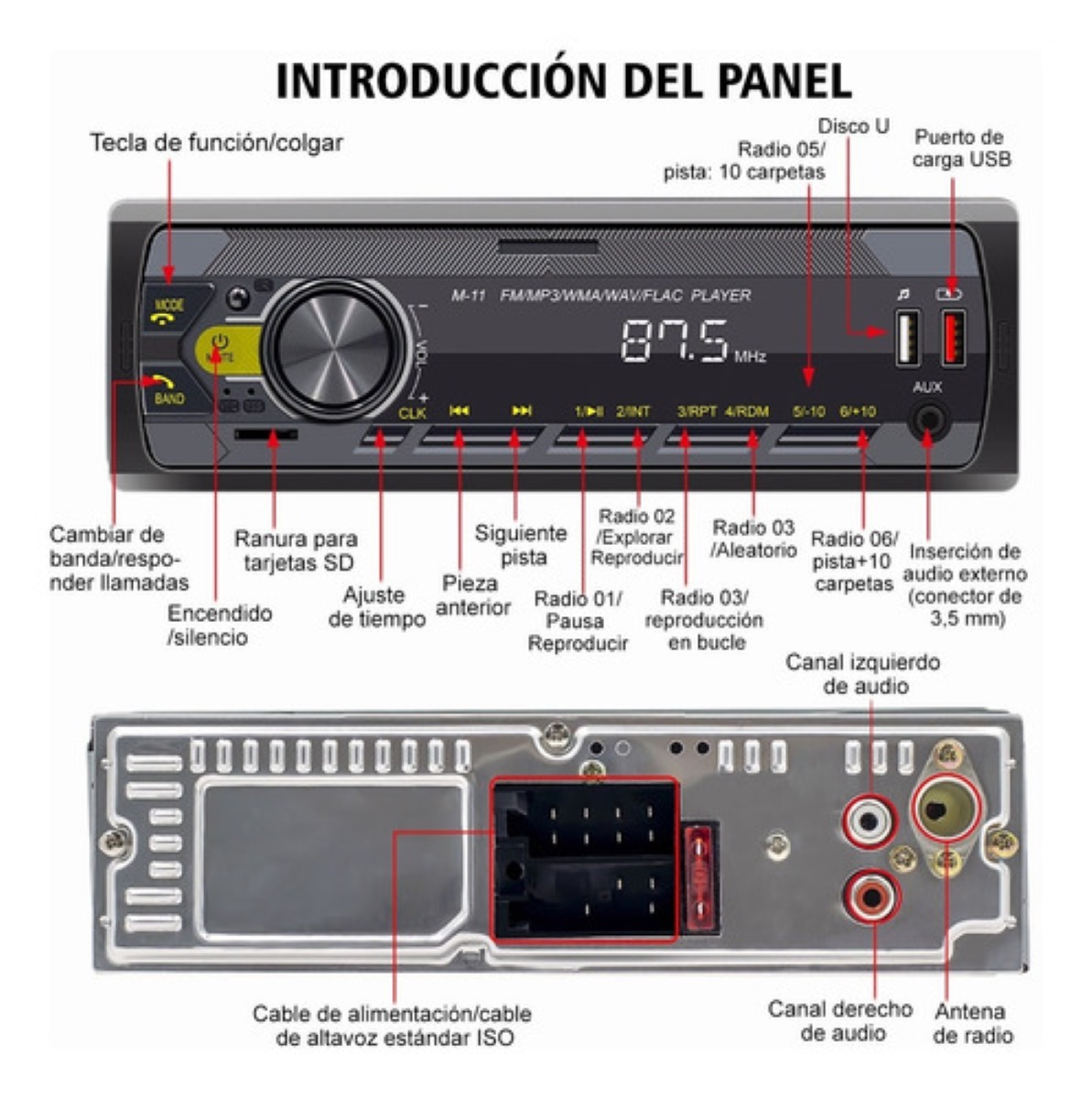 Autoestéreos Bluetooth Mp3 Radio Manos Libres Fm Aux Usb Sd