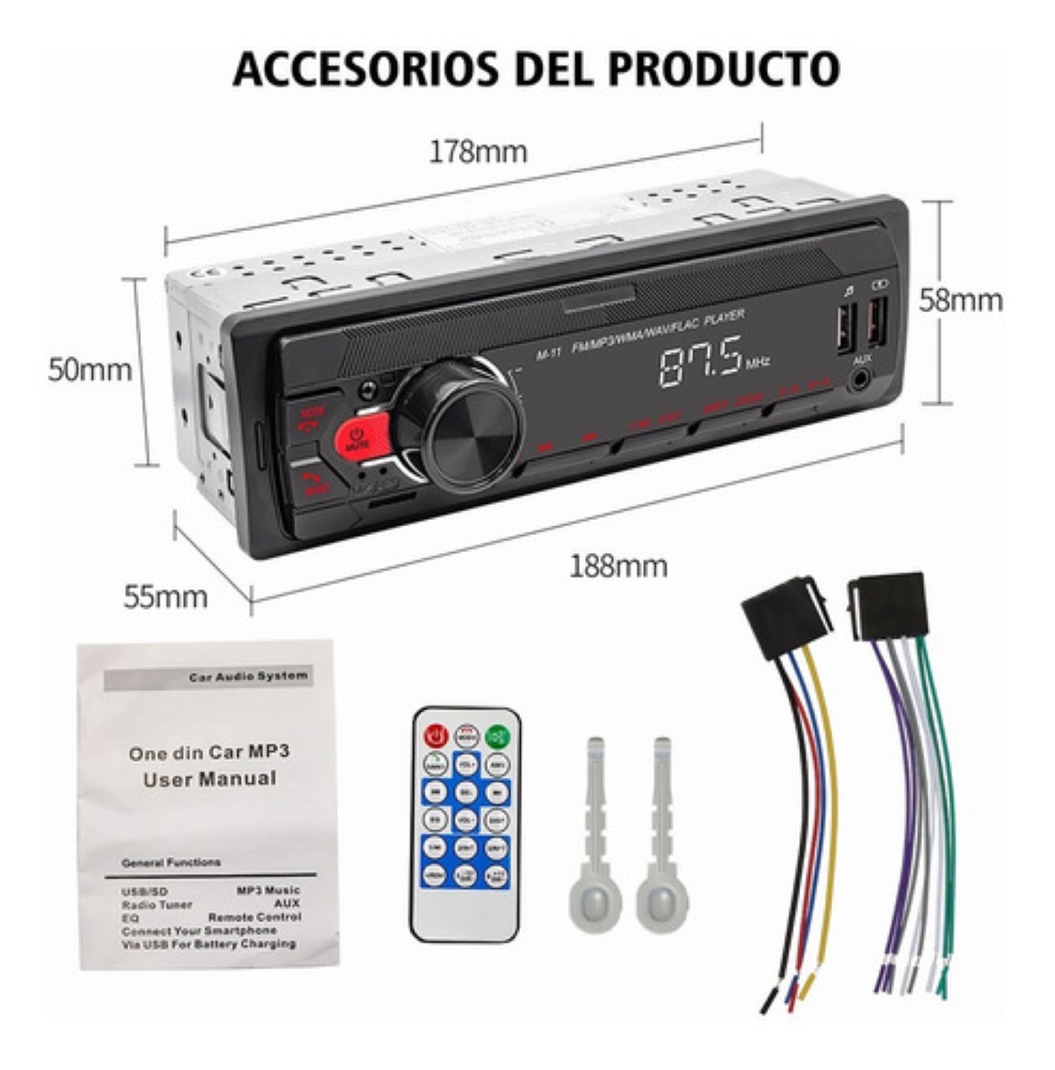 Autoestéreos Bluetooth Mp3 Radio Manos Libres Fm Aux Usb Sd
