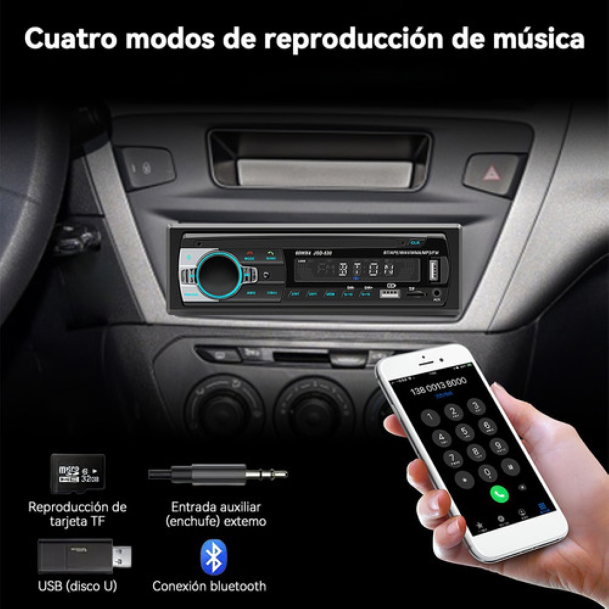 Autoestereo Mp3 Jsd-530 Usb Bluetooth 1 Din Aux Radio Fm