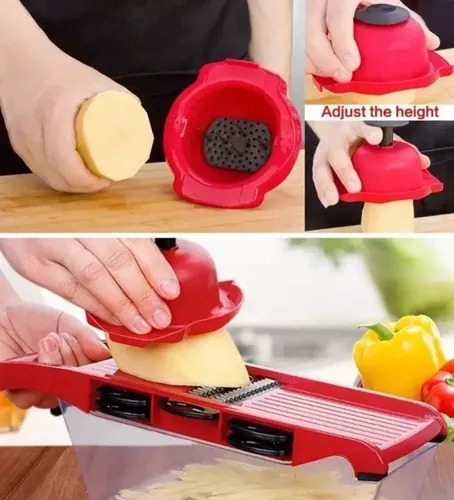 Cortador Rayador Frutas Y Verduras Manual One Steep Nicer Rojo.