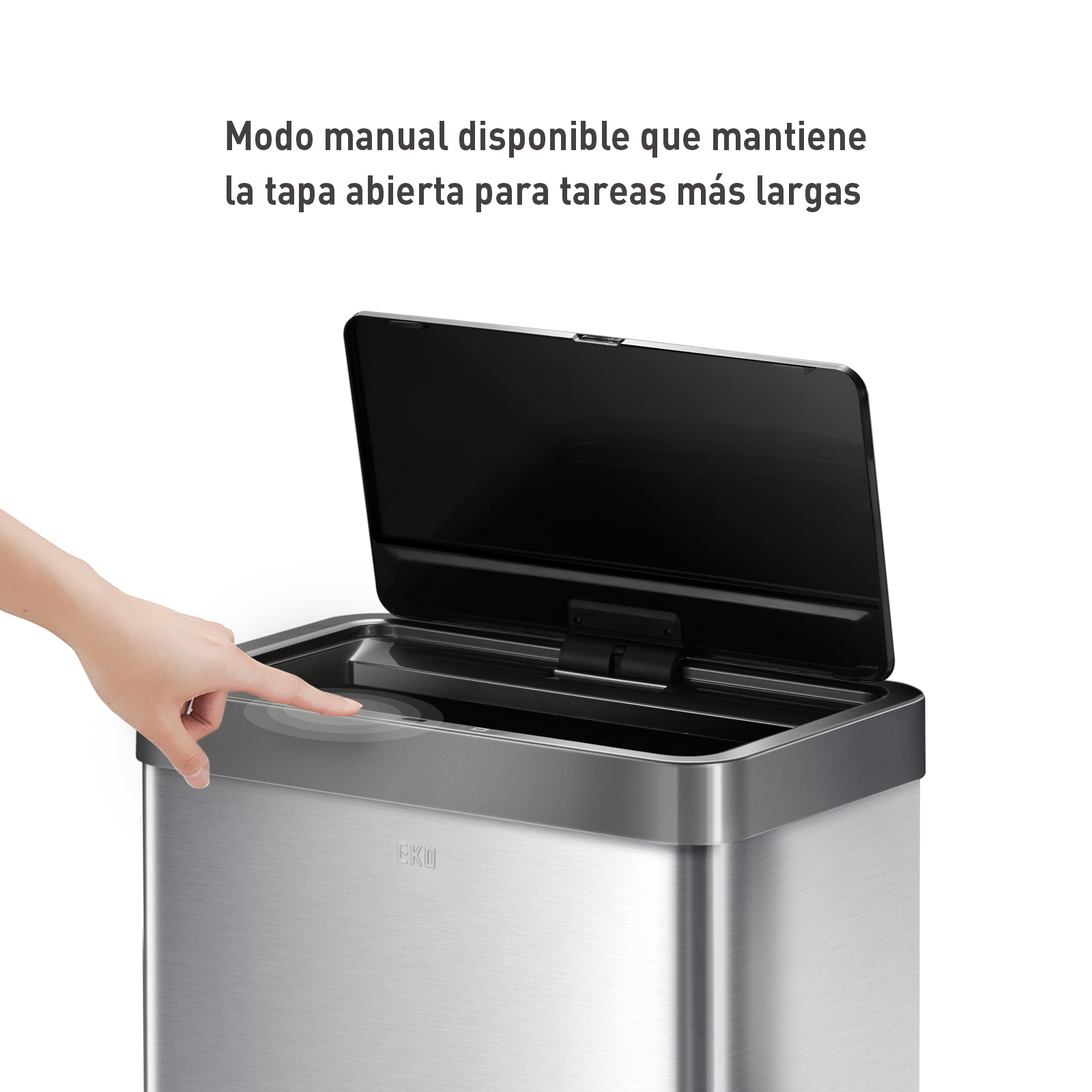 EKO Bote de basura Inteligente Mirage X con Sensor Automatico para cocina baño oficina Acero Inoxidable 80 L con tapa 