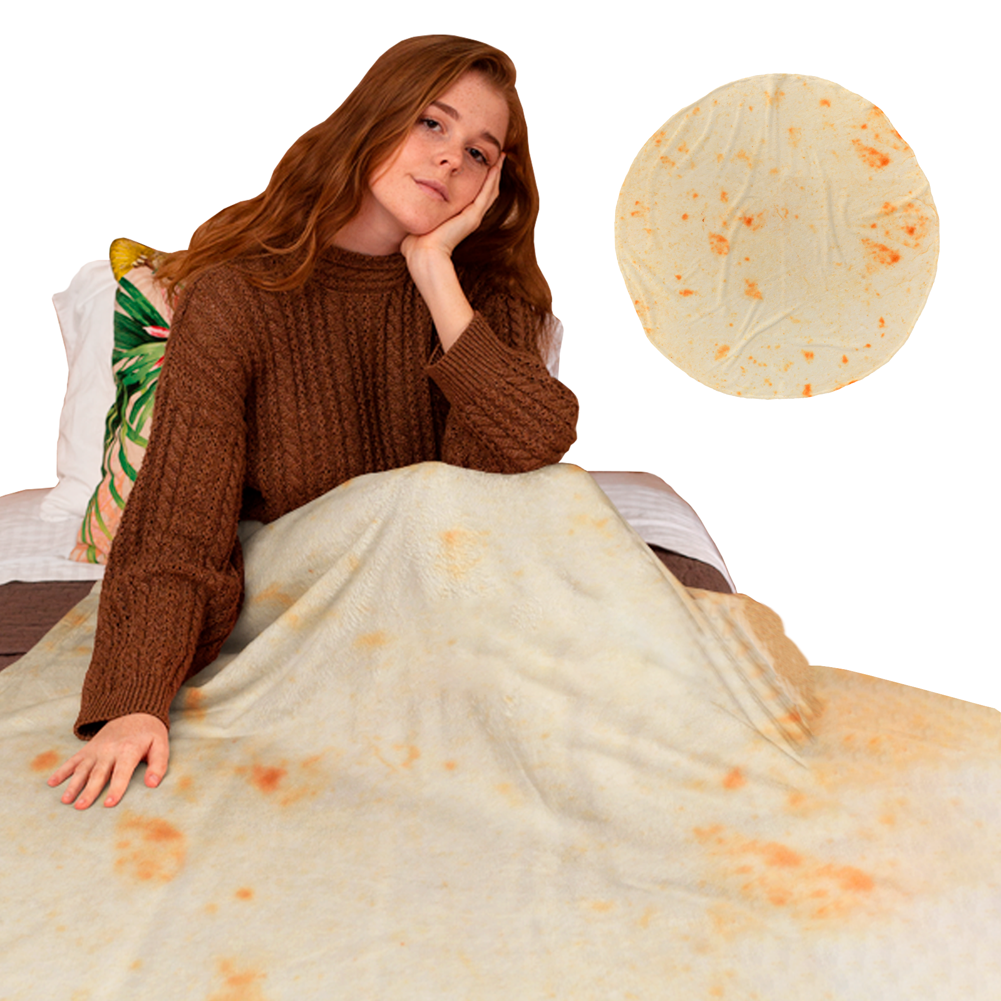 Cobija Diseño De Tortilla de Harina Blanket Redonda Suave Resistente Burrito De Alta Calidad De Moda Sofa Sillone Cama.