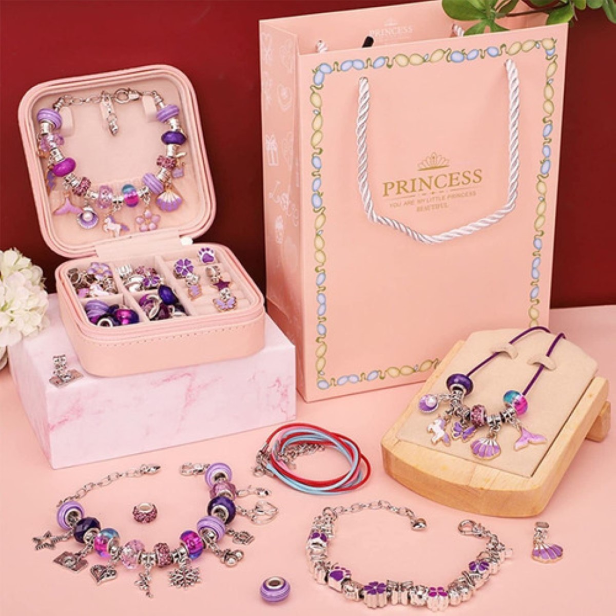 "Kit Para Hacer Pulseras, Suministros Para Hacer Joyas Violeta "