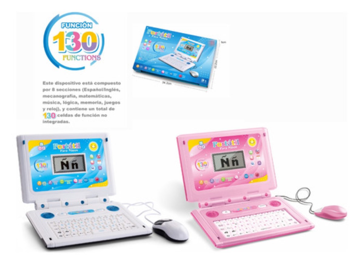 Laptop Para Niños Ingles Español Rosa