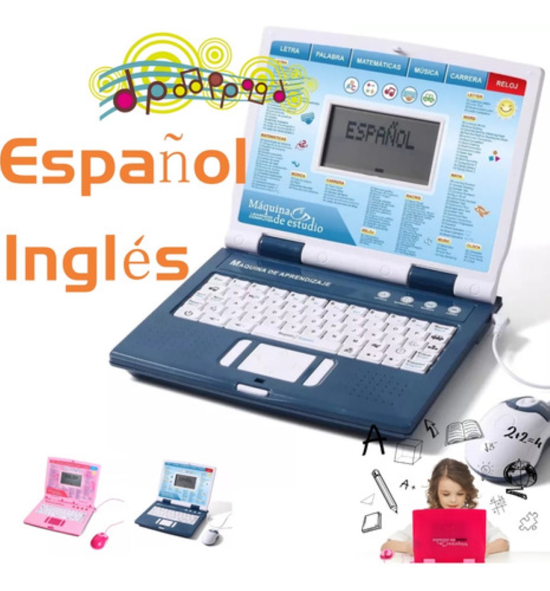 Laptop Para Niños Ingles Español Azul
