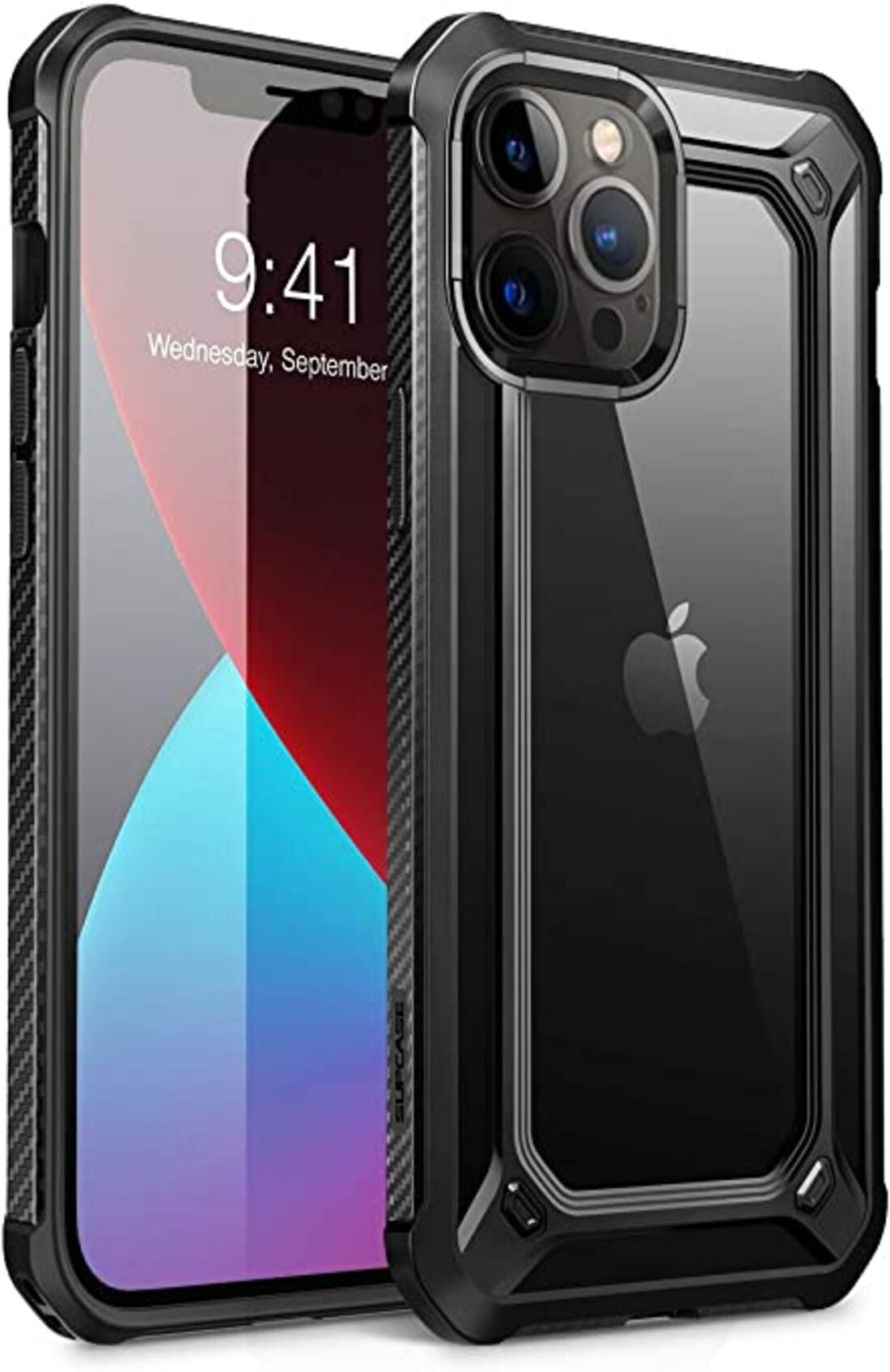 GENERICO Carcasa Para IPhone 12 Pro Transparente Borde Negro