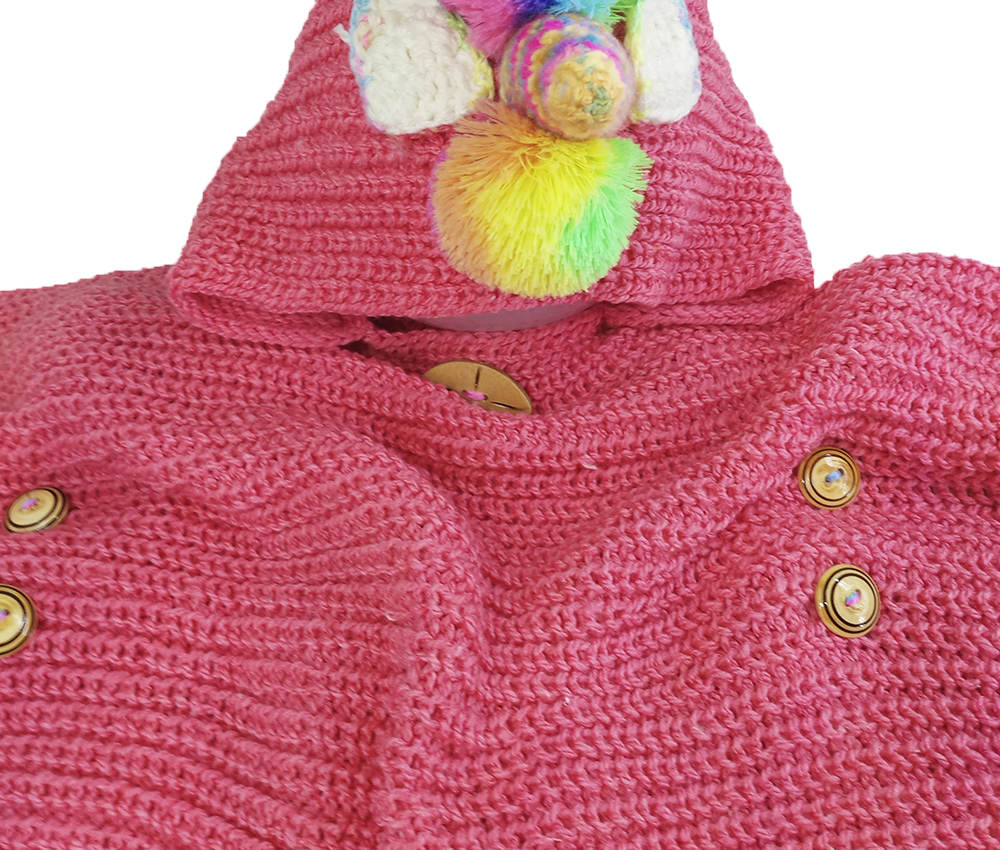 Capa Gabán Abrigo con gorro Unicornio para niña color rosa