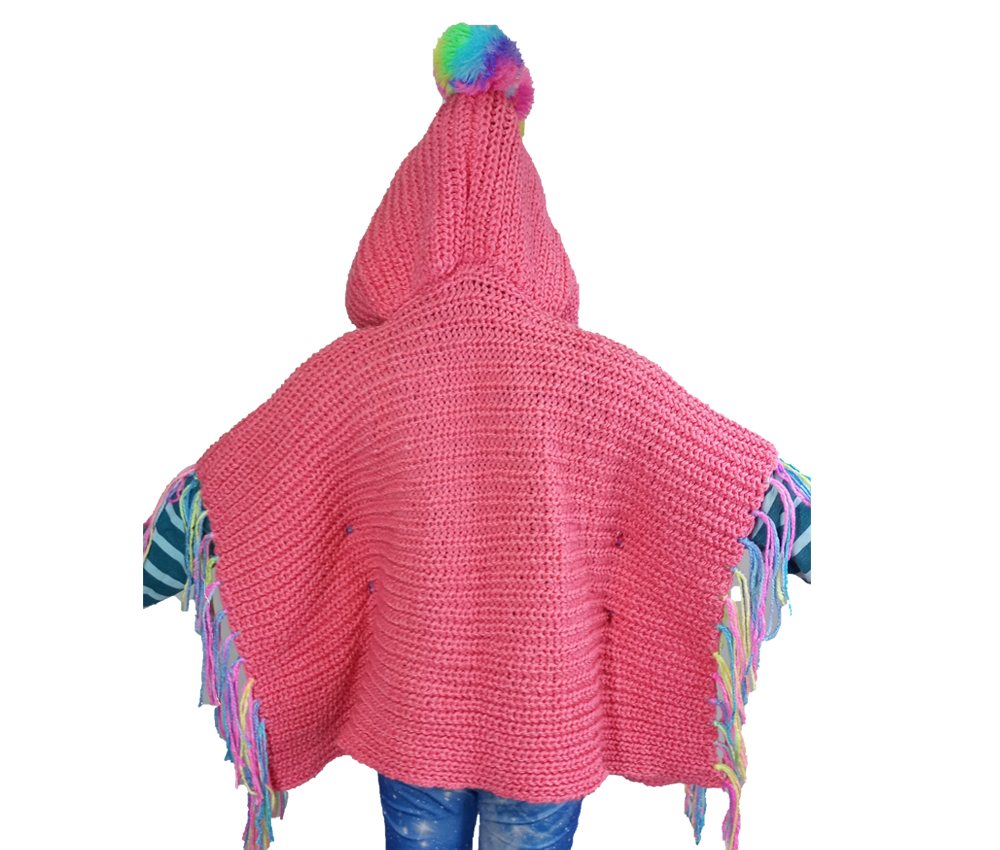Capa Gabán Abrigo con gorro Unicornio para niña color rosa