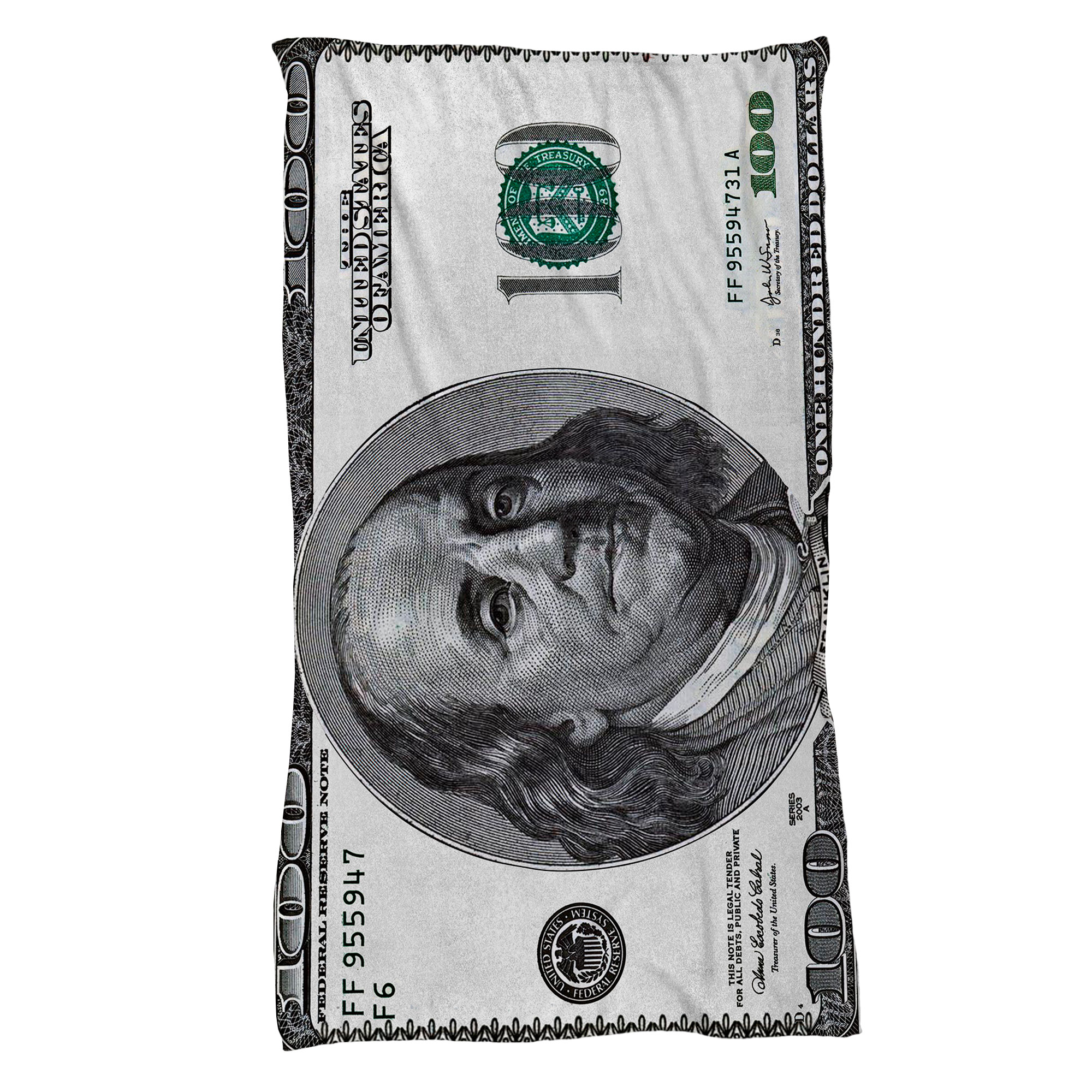 Cobija Manta Frazada Diseño Billete 100 Dolares Resistente a Las Arrugas de Viaje Cama Sofa Sillon Suave.