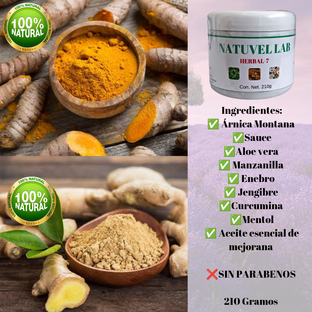 Herbal-7 Crema  Corporal Aux. En Dolor Muscular Natuvel 210g
