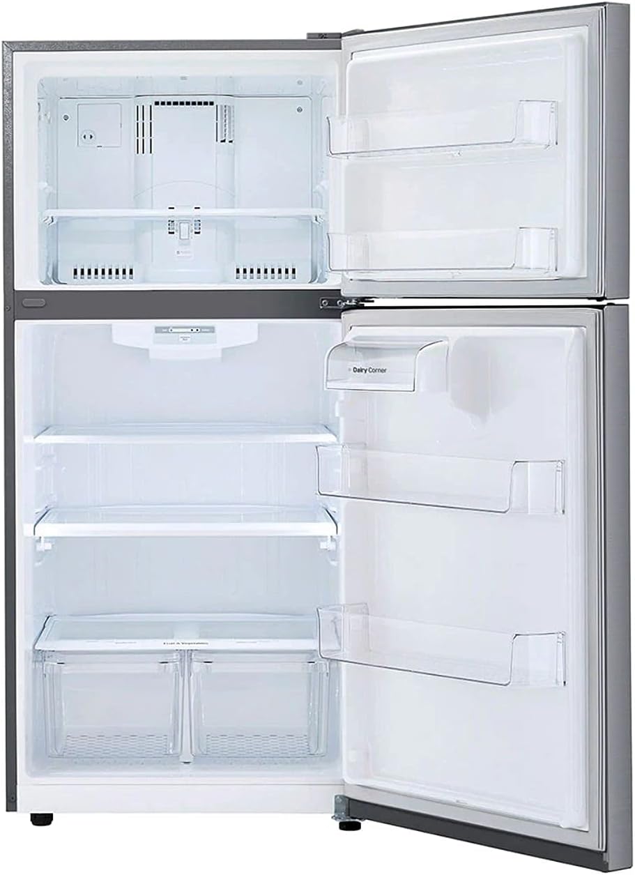 Refrigerador lg top mount 20 pies cúbicos acero inoxidable puerta reversible smart inverter lt57bpsx.