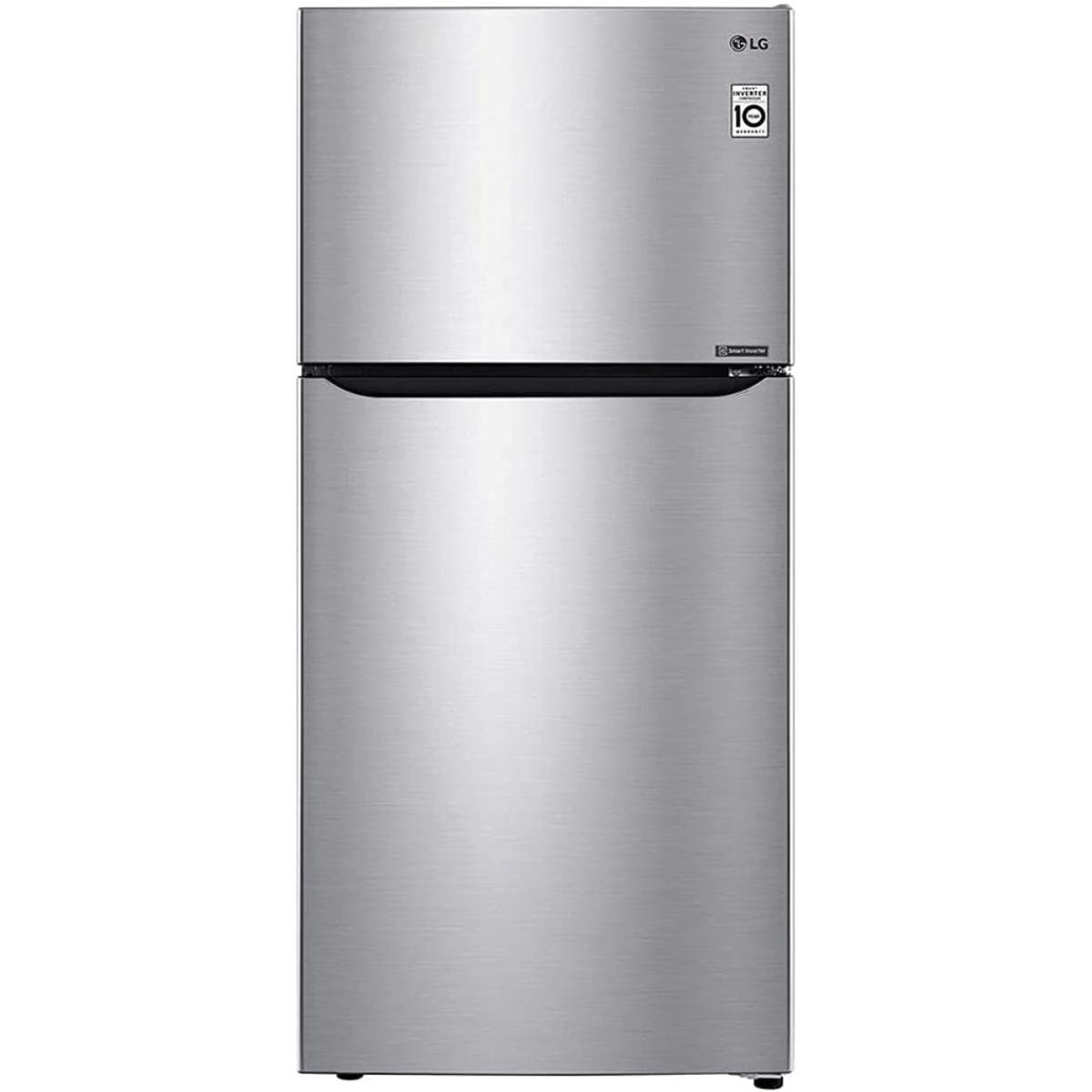 Refrigerador lg top mount 20 pies cúbicos acero inoxidable puerta reversible smart inverter lt57bpsx.