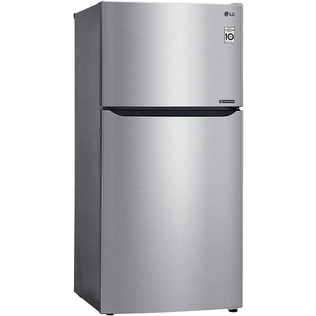 Refrigerador lg top mount 20 pies cúbicos acero inoxidable puerta reversible smart inverter lt57bpsx.