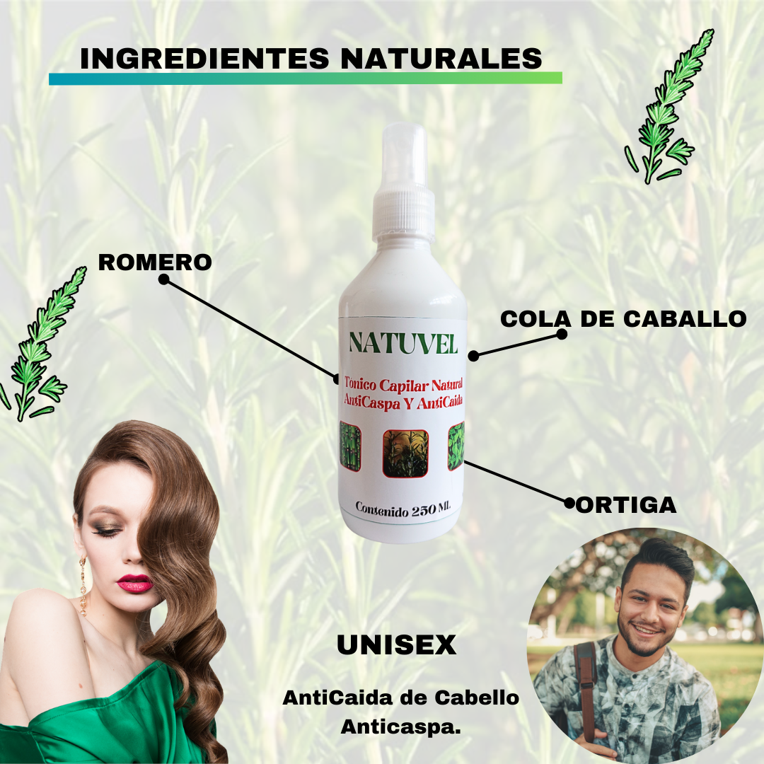 Tónico Capilar Anticaída De cabello Y Anticaspa / Natural 250 ml