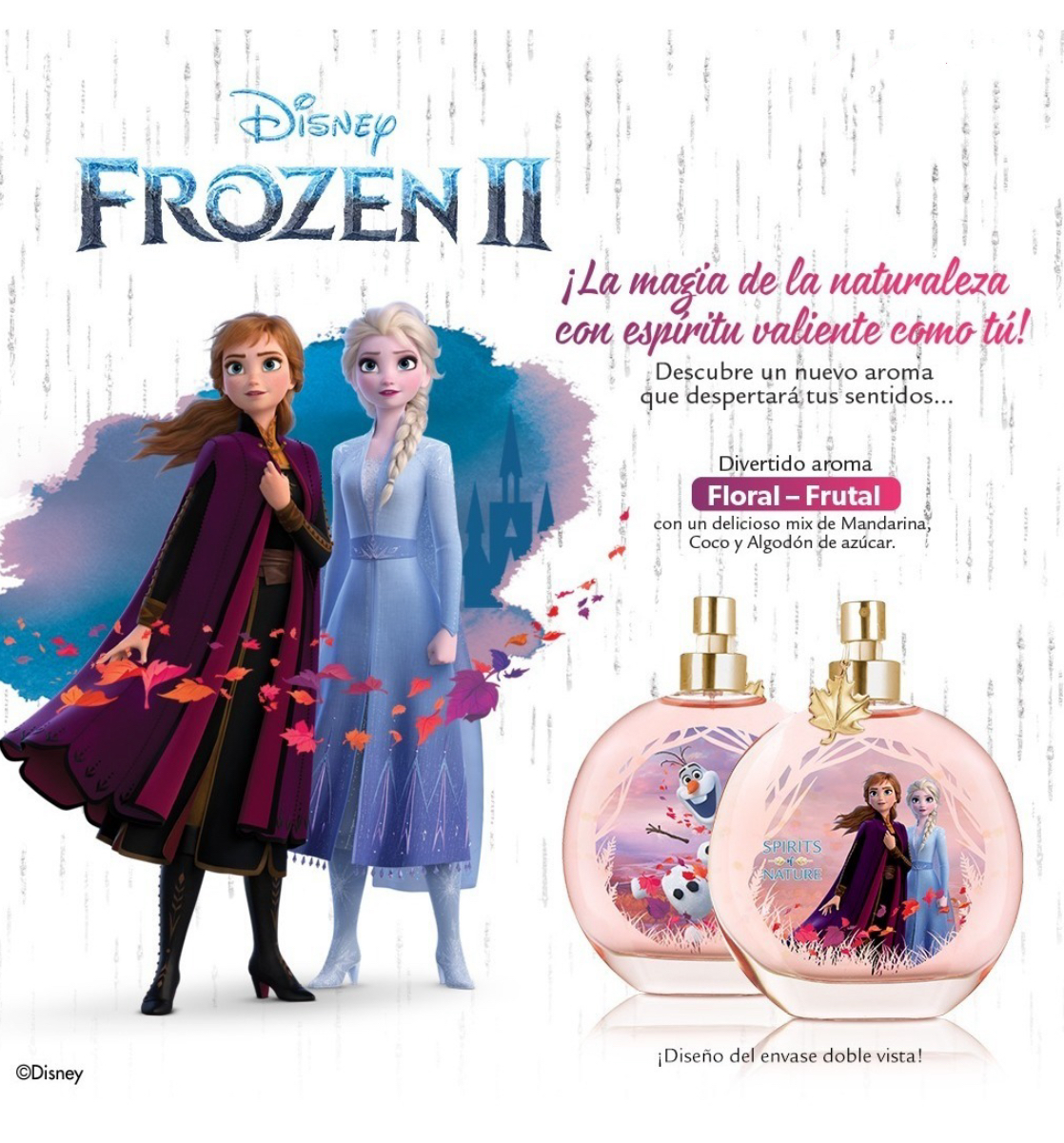 FROZEN II SPIRIT PERFUME/ FRAGANCIA INFANTIL PERFUME PARA NIÑA EXCELENTE AROMA CON DIVERTIDAS NOTAS DE MANDARINA ALGODÓN DE AZÚCAR Y COCO