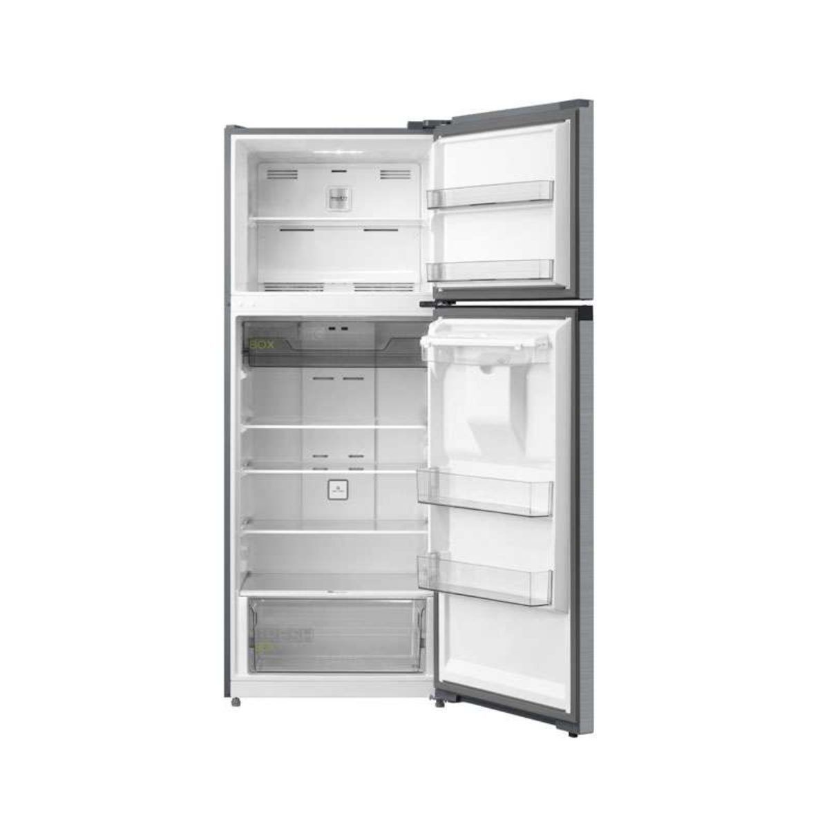 Refrigerador 17 pies top mount con despachador acero inox midea.