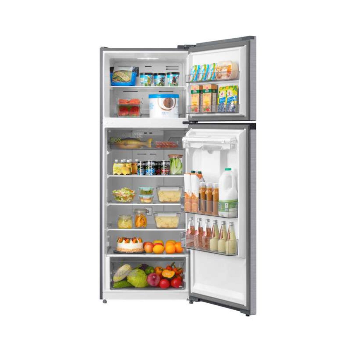 Refrigerador 17 pies top mount con despachador acero inox midea.