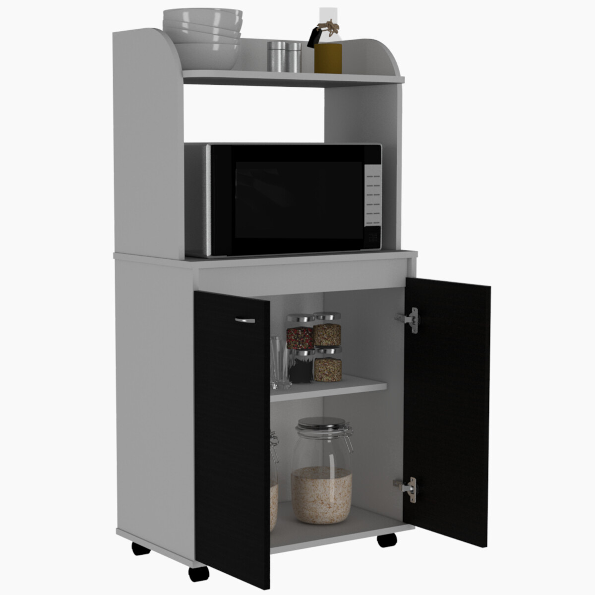 MODULO ALACENA ARMABLE CON TRES ENTREPAÑOS DOS PUERTAS Y ESPACIO PARA HORNO DE MICROONDAS MODELO BAJO ELICA