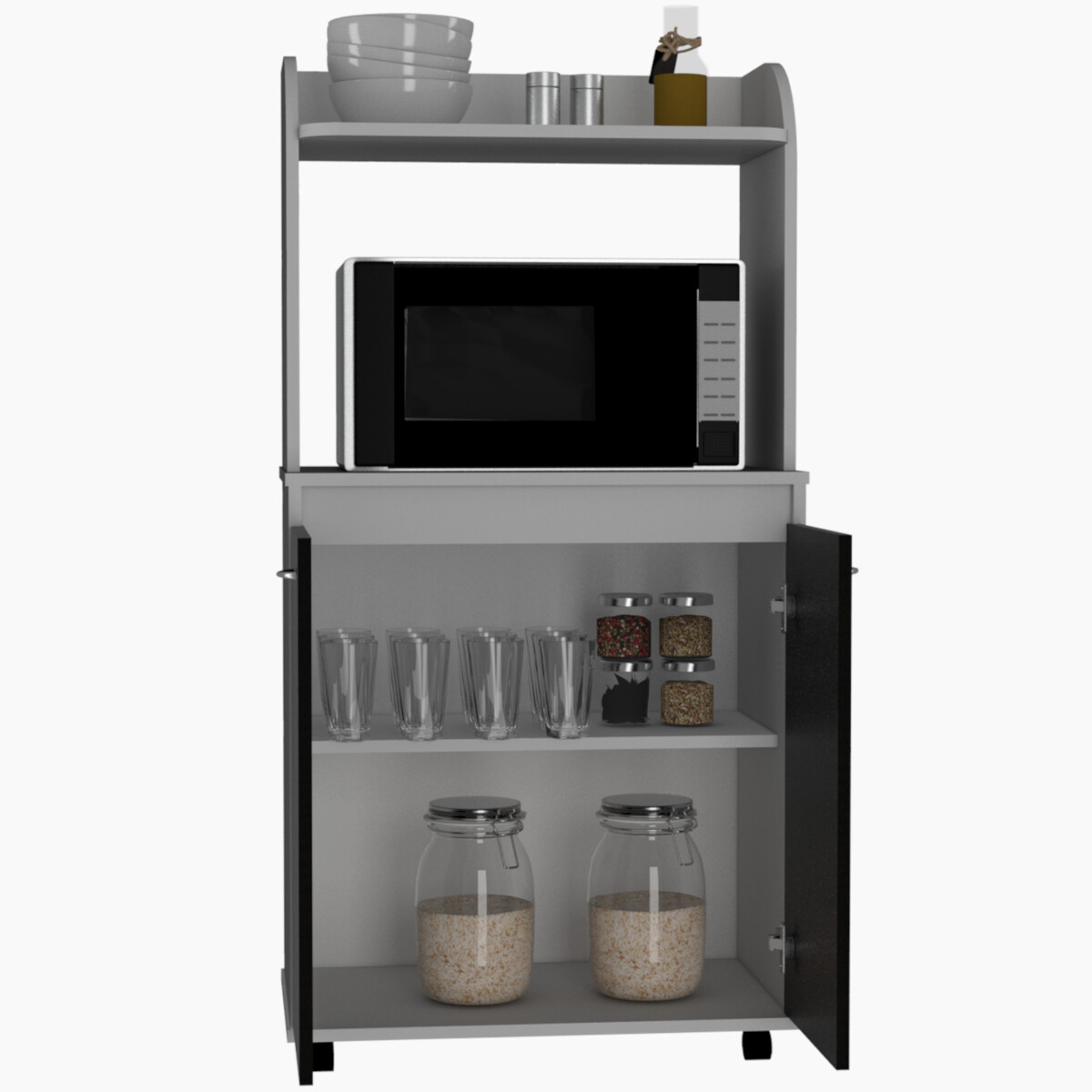 MODULO ALACENA ARMABLE CON TRES ENTREPAÑOS DOS PUERTAS Y ESPACIO PARA HORNO DE MICROONDAS MODELO BAJO ELICA