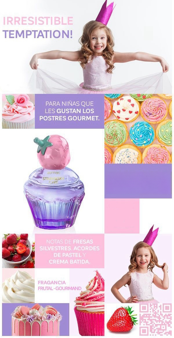 STRAWBERRY CAKE PERFUME PARA NIÑAS Y ADOLESCENTES AROMA DURADERO EXCELENTE PARA ADORNAR SU TOCADOR