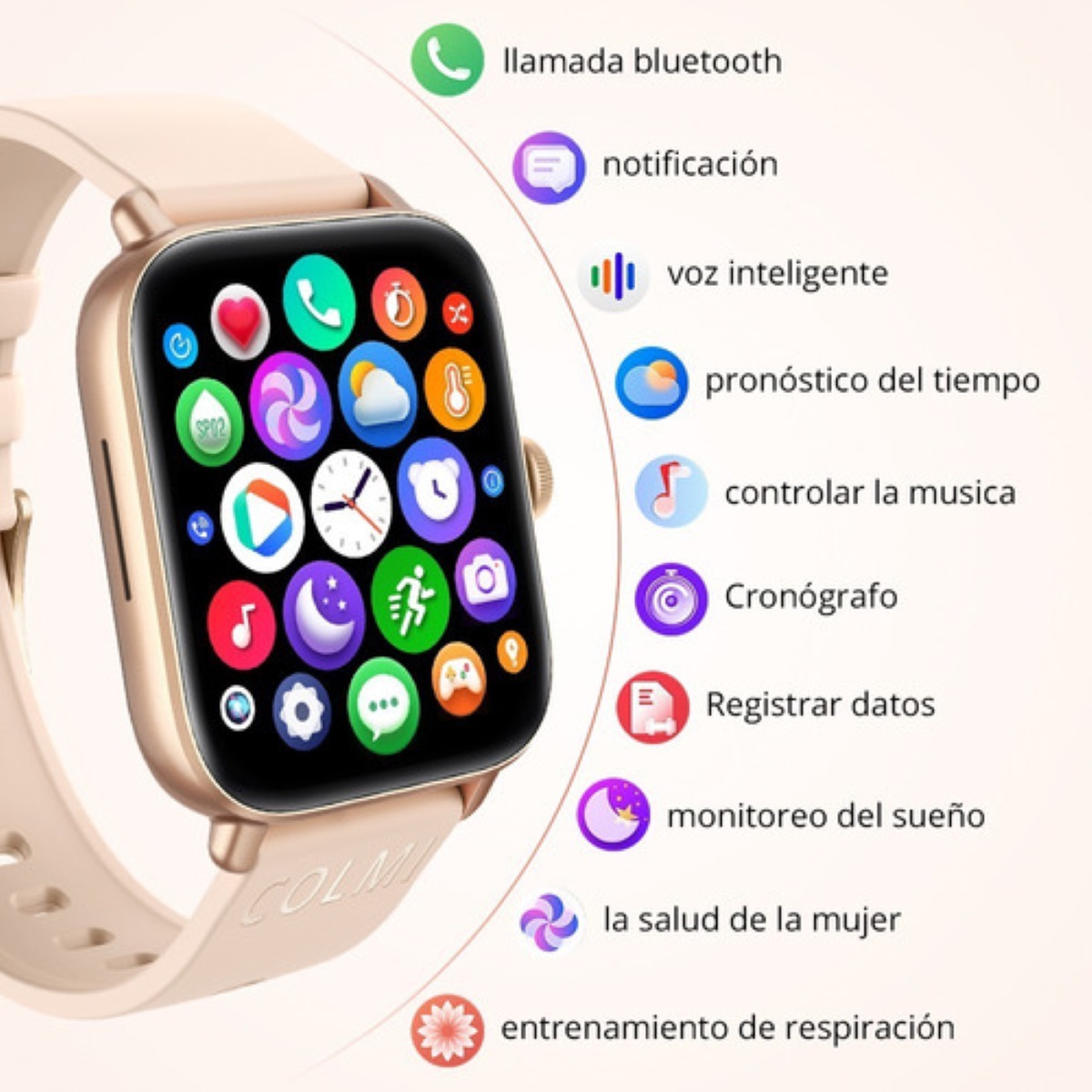 Smartwatch Reloj Inteligente Bluetooth Llamada Dorado