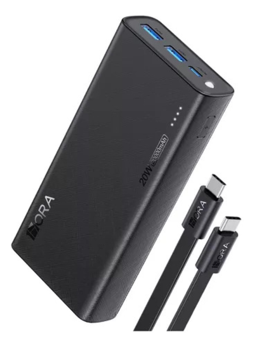 Power Bank Batería Portátil 20000mah Pd 20w Carga Rápida  Con 2 Puertos negro