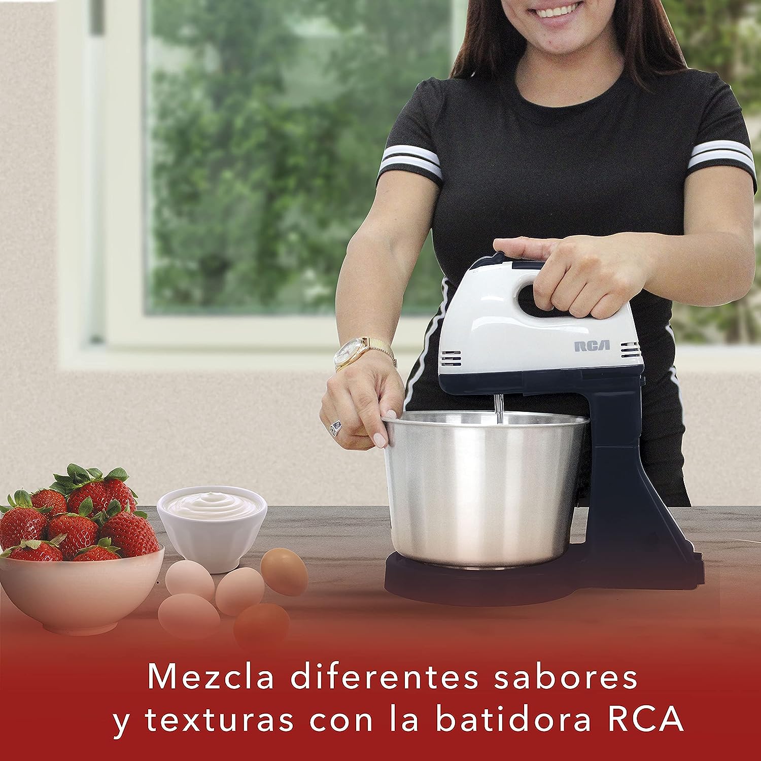 Batidora de mano con pedestal rca rc-67ss.