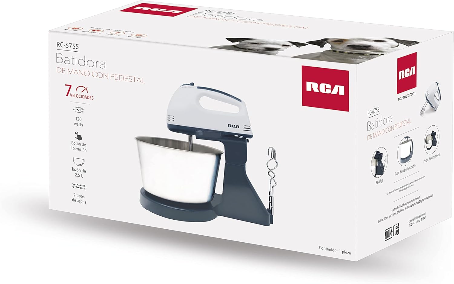 Batidora de mano con pedestal rca rc-67ss.