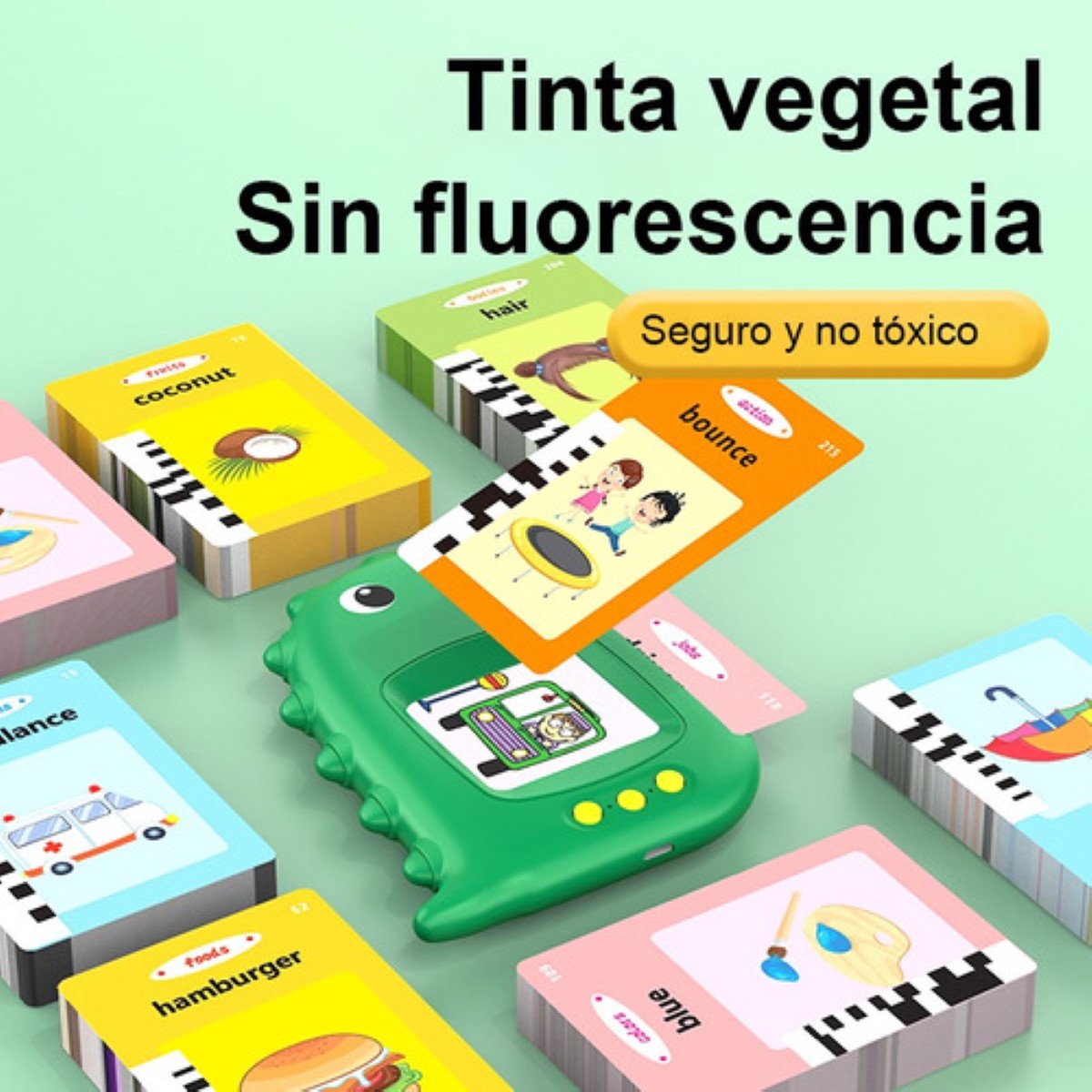 Juguetes Para Niños Computadora Didactica Español/inglés Dinosaurio Verde