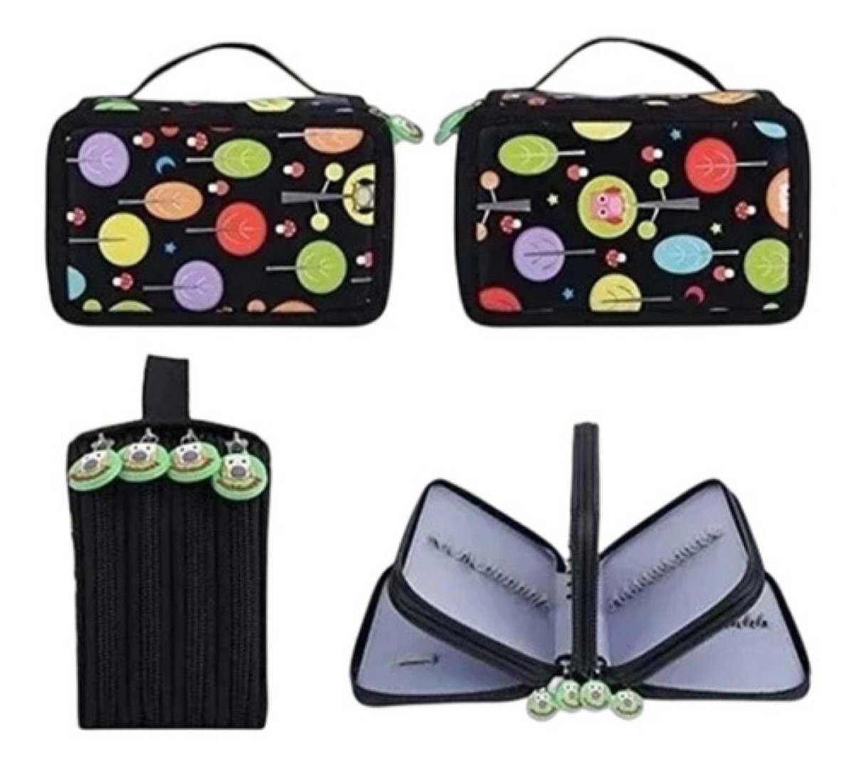 "Bolígrafo Organizador De 72 Agujeros Para Estudiantes, Color Negra con dibujos "